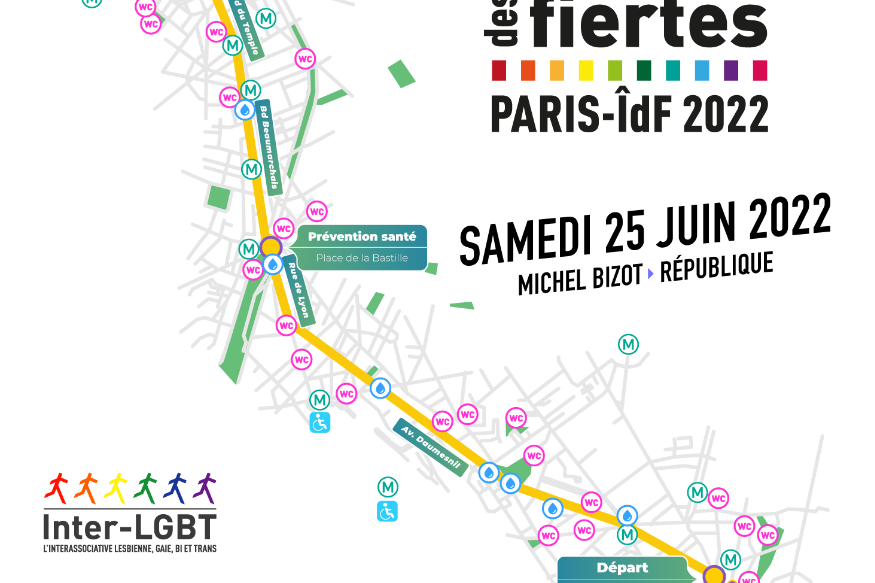 Marche des Fiertés LGBT+ de Paris/Île-de-France 2022 :  le parcours